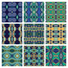 set of different seamless colored vintage geometric pattern tex N28