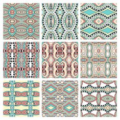 set of different seamless colored vintage geometric pattern tex N31