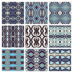 set of different seamless colored vintage geometric pattern tex N32