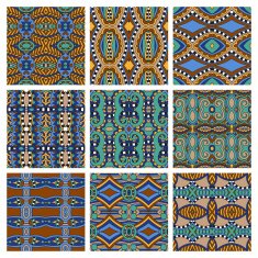 set of different seamless colored vintage geometric pattern tex N33