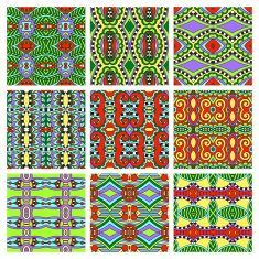 set of different seamless colored vintage geometric pattern tex N34