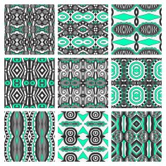 set of different seamless colored vintage geometric pattern tex N37