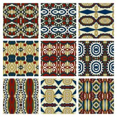 set of different seamless colored vintage geometric pattern tex N39