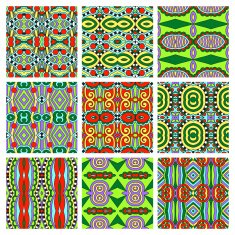 set of different seamless colored vintage geometric pattern tex N40