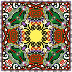 Traditional ornamental floral paisley bandanna Square ornament N34