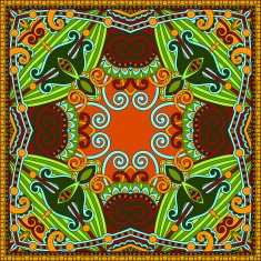 Traditional ornamental floral paisley bandanna Square ornament N35