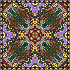 Traditional ornamental floral paisley bandanna Square ornament N44