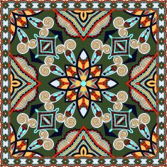 Traditional ornamental floral paisley bandanna Square ornament N48