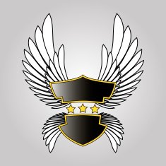 abstract logo shield stars and wings