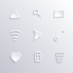 Modern paper icon set vector collection with long shadow for