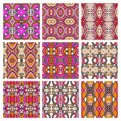 set of different seamless colored vintage geometric pattern N31
