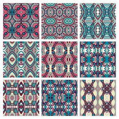 set of different seamless colored vintage geometric pattern N32