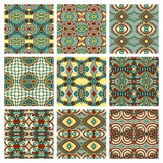 set of different seamless colored vintage geometric pattern N38