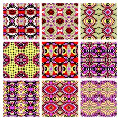 set of different seamless colored vintage geometric pattern N39