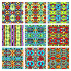 set of different seamless colored vintage geometric pattern N45