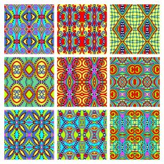 set of different seamless colored vintage geometric pattern N47