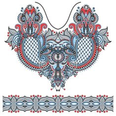 Neckline ornate floral paisley embroidery fashion design N9