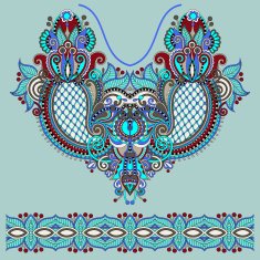Neckline ornate floral paisley embroidery fashion design N12