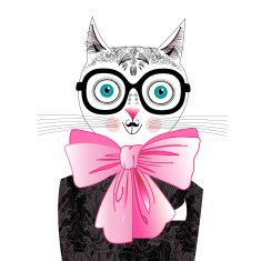 Cat portrait hipster