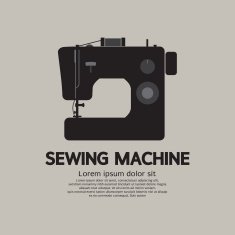 Single Sewing Machine Black Graphic Vector Illustration