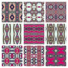 set of different seamless colored vintage geometric pattern tex N41