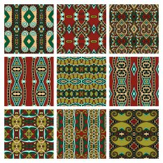 set of different seamless colored vintage geometric pattern tex N44