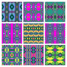set of different seamless colored vintage geometric pattern tex N45