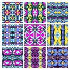 set of different seamless colored vintage geometric pattern tex N47