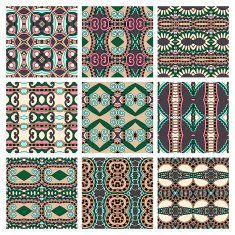 set of different seamless colored vintage geometric pattern tex N48