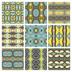 set of different seamless colored vintage geometric pattern tex N49