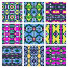 set of different seamless colored vintage geometric pattern tex N50