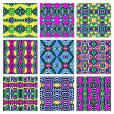 set of different seamless colored vintage geometric pattern tex N55
