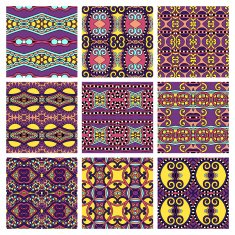 set of different seamless colored vintage geometric pattern tex N56