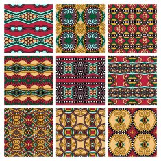 set of different seamless colored vintage geometric pattern tex N59