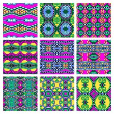 set of different seamless colored vintage geometric pattern tex N60