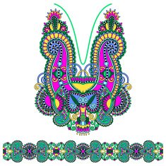 Neckline ornate floral paisley embroidery fashion design ukrain N12