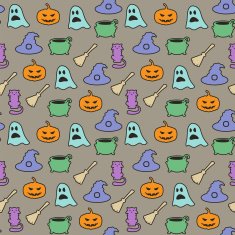 Seamless halloween pattern on gray background