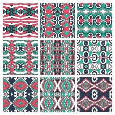 set of different seamless colored vintage geometric pattern tex N61