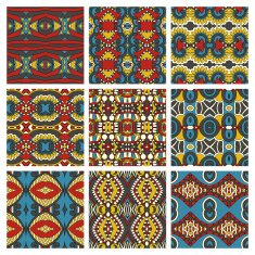 set of different seamless colored vintage geometric pattern tex N63