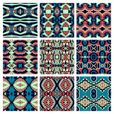 set of different seamless colored vintage geometric pattern tex N65