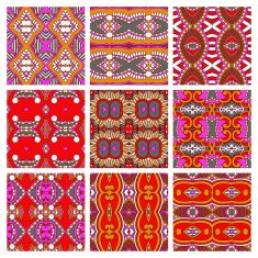 set of different seamless colored vintage geometric pattern tex N66