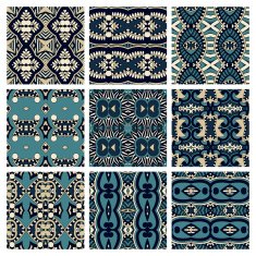 set of different seamless colored vintage geometric pattern tex N67