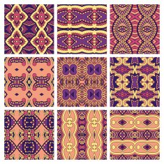 set of different seamless colored vintage geometric pattern tex N69