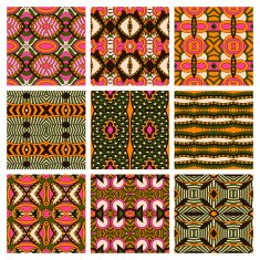 set of different seamless colored vintage geometric pattern tex N71