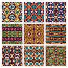 set of different seamless colored vintage geometric pattern tex N73