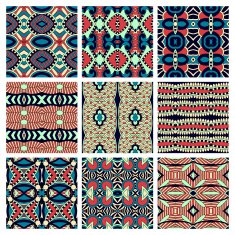 set of different seamless colored vintage geometric pattern tex N74