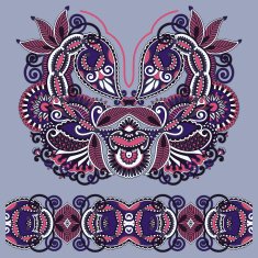 Neckline ornate floral paisley embroidery fashion design ukrain N14