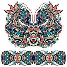 Neckline ornate floral paisley embroidery fashion design ukrain N16