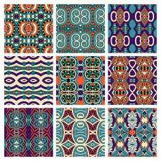 set of different seamless colored vintage geometric pattern N59