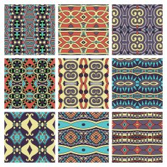 set of different seamless colored vintage geometric pattern N64